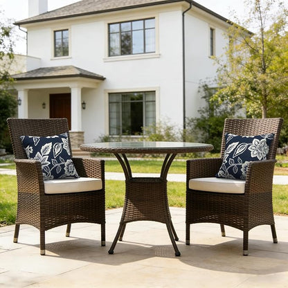 LVTXIII 2 Pack Outdoor Pillow Covers ONLY 18x18 Inch, Water-Repellent Square Decorative Cushion Covers for Patio Furniture, Garden, Sofa, Elegant Vines Navy