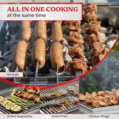 Stone Series Built-In Charcoal Grill for Outdoor Kitchen Islands, 14-Gauge Stainless Steel Shish Kabob Mangal Skewer Grill, Made in USA, Heavy-Duty Outdoor BBQ Grill (36 Inch)
