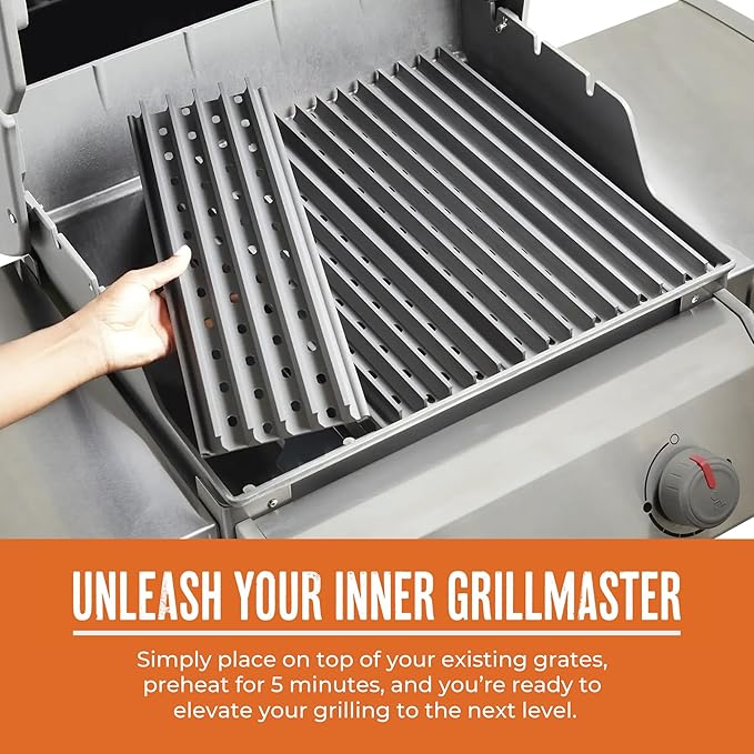 GrillGrate Flavor Zone | Universal Grill Accessory for Gas Grills, Pellet Grills, or Charcoal Grills | Hard Anodized Aluminum | 15 for Any Grill