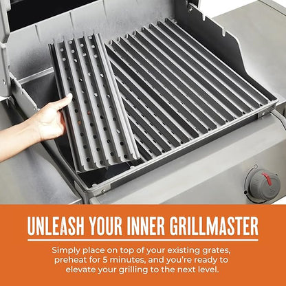 GrillGrate Flavor Zone | Universal Grill Accessory for Gas Grills, Pellet Grills, or Charcoal Grills | Hard Anodized Aluminum | 15 for Any Grill