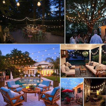 200FT Outdoor Patio Lights Waterproof G40 LED Globe String Lights for Outside with 104 Shatterproof Plastic Bulbs Bistro Lights for Backyard Gazebo Cafe Market, 2Pack x 100FT