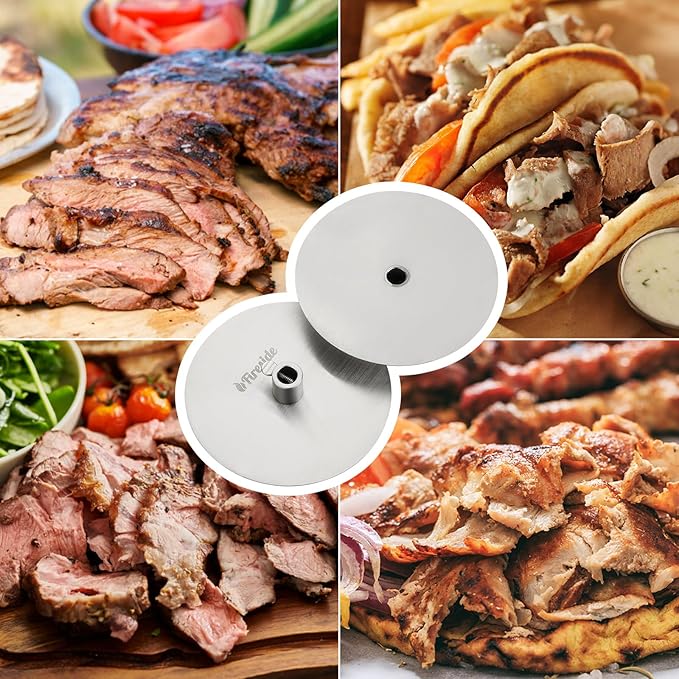 TURBRO Universal Grill Rotisserie Gyros Disc, 304 Stainless Steel, Fits 1/2” or 3/8" Hexagon, 3/8" or 5/16" Square Spit Rods, Compatible with Most Grills, for Outdoor BBQ, Set of 2 Discs