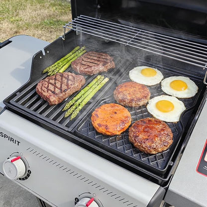 Grill Griddle for Weber Spirit 200 Series, 17.5" Porcelain-Enameled Cast Iron Reversible Grill Plate for Weber Spirit E210 E220 S210 S220 & Spirit II E210 E220, Nonstick Flat Top BBQ Griddle Pan