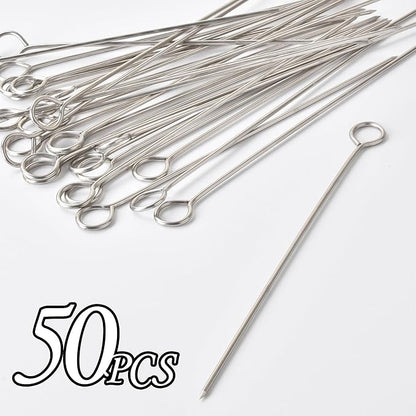 8 Inch Stainless Steel Barbecue Skewers,Alele Roast goose needle, Mini BBQ Skewers, Shish Kebab Kabob Skewers (50p)