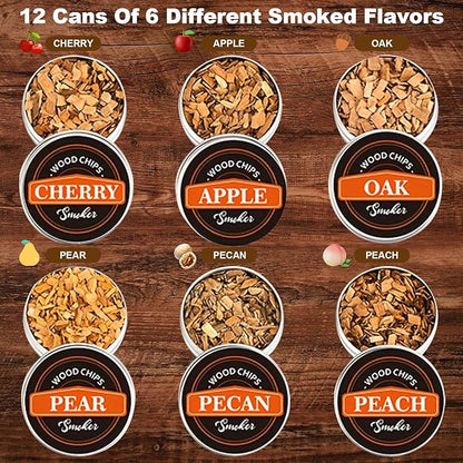 23Pcs Whiskey Smoker Kit with Torch & 6 Wood Chip Flavors,2 Whiskey Glasses, Bourbon,Cocktail Smoker Infuser Kit, Old Fashioned Drink Smoker Kit, Whiskey Valentine's Day Gift for Men, Husband, Him