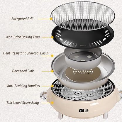 Mini Portable Barbecue Grill, Outdoor BBQ Grill Korean Style Charcoal Grill, Easy to Assemble and Clean, A Variety of Packages Available(Dark Gray,D)