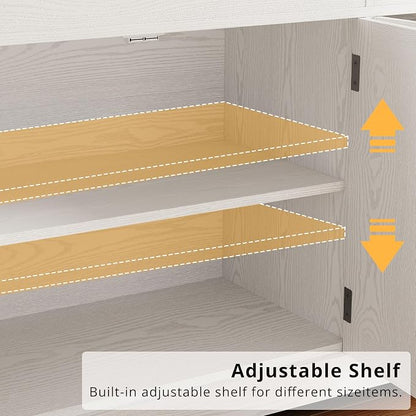 IRONCK Buffet Cabinet with Storage, Sideboard Cabinet with Drawers & Doors | 2 Drawers, 4 Doors and 2 Adjustable Shelves. 59inch Wide. FSC-certified Wood. Anti-tip Device. Natural Wood.