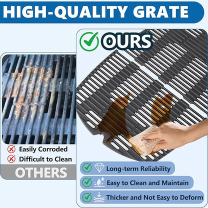 SafBbcue 7584 25" Cast Iron Cooking Grates & 65032 23.75" Grill Burner for Wber Q300 320 3000 3200 57060001 586002 Grills, Baby Q Grill Grids & Grates and Grill Burner Tube Kit for Weber 7646 & 65032