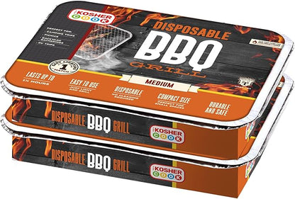 The Kosher Cook Disposable Charcoal Grill - Ready To Use Portable Bbq Grill - Easy To Light Portable Charcoal Grill Kosher - 2 Pack