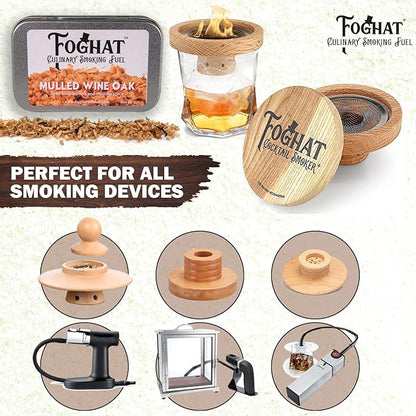 Foghat Cocktail Smoker Wood Chips - 4oz Mulled Wine Oak Shavings for Smoker, Whiskey & Drink Infuser Kit - Natural, Culinary Wood Smoking Chips for Hand held Cocktail Smoke Gun & Bourbon Drink Smokers