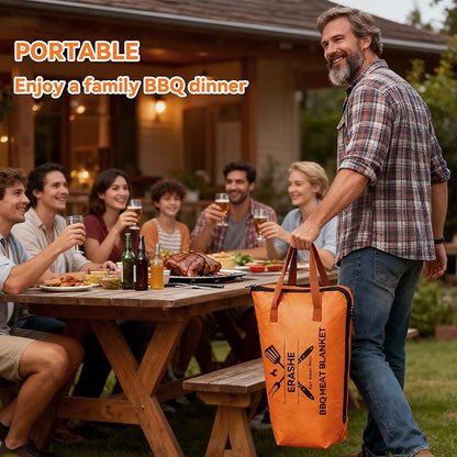 BBQ Blanket for Resting Meat - 21" Reusable Insulated Brisket Bag with Resting Time Guide, Smoker Meat Blanket for Turkey/Pork/Beef, BBQ Gifts for Men Dad, Yellow