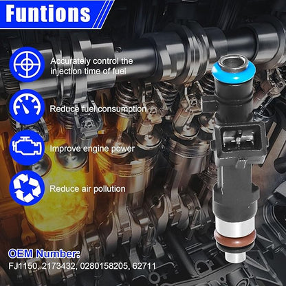 Fuel Injectors Set of 4 FJ1150 for Chevy Cruze 2011-2016 Sonic 2012-2018 Trax 2013-2016 Buick Encore 2013-2019 1.4L Turbo Replacement 0280158205