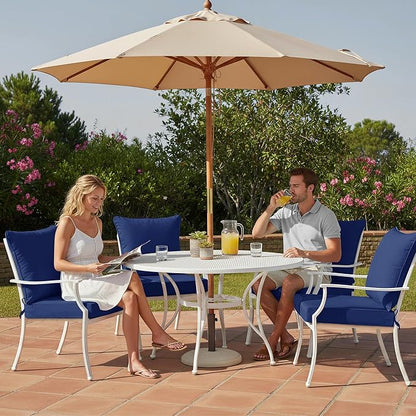 Summsun Patio Cushions for Outdoor Furniture, 22 x 22 in, Navy, Set of 4 | Double-Sided Water Resistant, Removable Cover, Back Pillow & Seat Cushion, Tie Straps, Fit for Patio, Garden, Sofa Couch