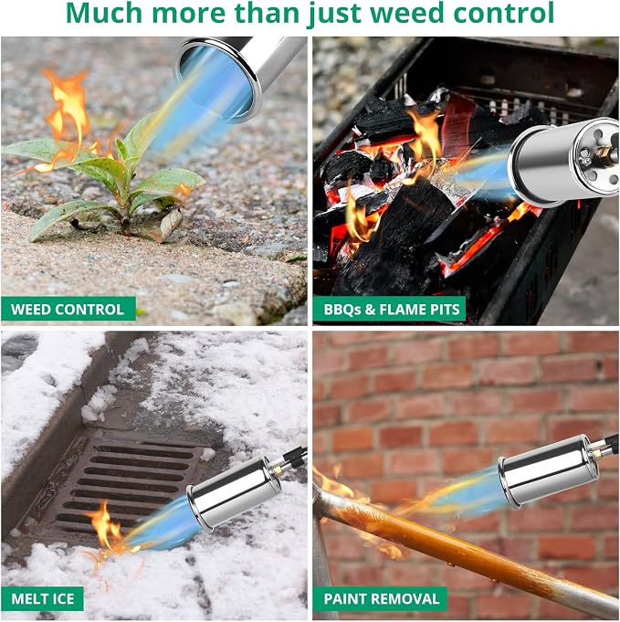Sondiko Big Flame Propane Torch Head Kit, Weed Torch, Heavy Duty Blow Torch Detachable Propane Weed Torch with High Output for Garden Stumps Wood Ice Snow Roofing(Black)