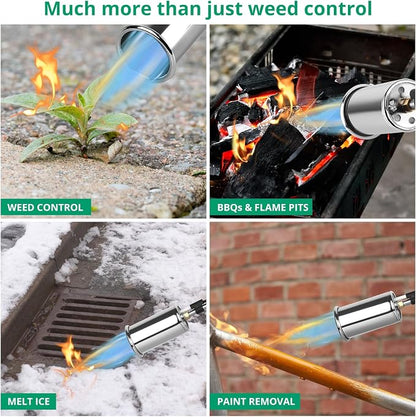 Sondiko Big Flame Propane Torch Head Kit, Weed Torch, Heavy Duty Blow Torch Detachable Propane Weed Torch with High Output for Garden Stumps Wood Ice Snow Roofing(Black)