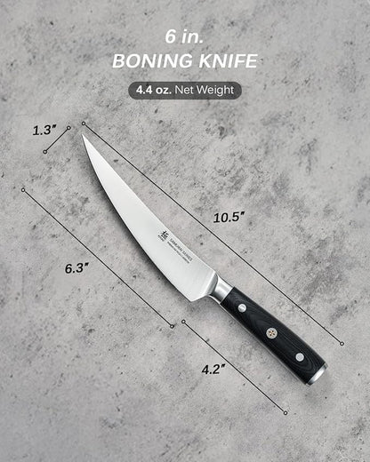 KYOKU 6 in. Japanese Boning Knife, Samurai Series Wide Curved Knife for Boning with Pakkawood Handle, German 1.4116 Stainless Steel Full Tang Meat Deboning, with Protective Sheath & Gift Box