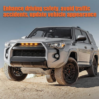 LED Grill Lights for 2014-2023 Toyota 4Runner TRD Pro Grille, Including SR5, TRD off-road, Limited, TRO Pro Models Raptor Style LED Light (Amber light with black housing)