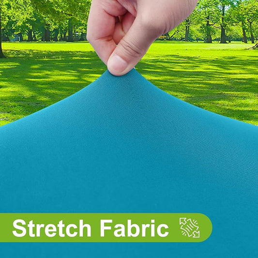 Smiry Round Spandex Tablecloth, Elastic Fitted Washable Tablecloths for 31"-35" Tables, Waterpoof Stretch Picnic Table Cover for Dining, Indoor and Outdoor, Turquoise