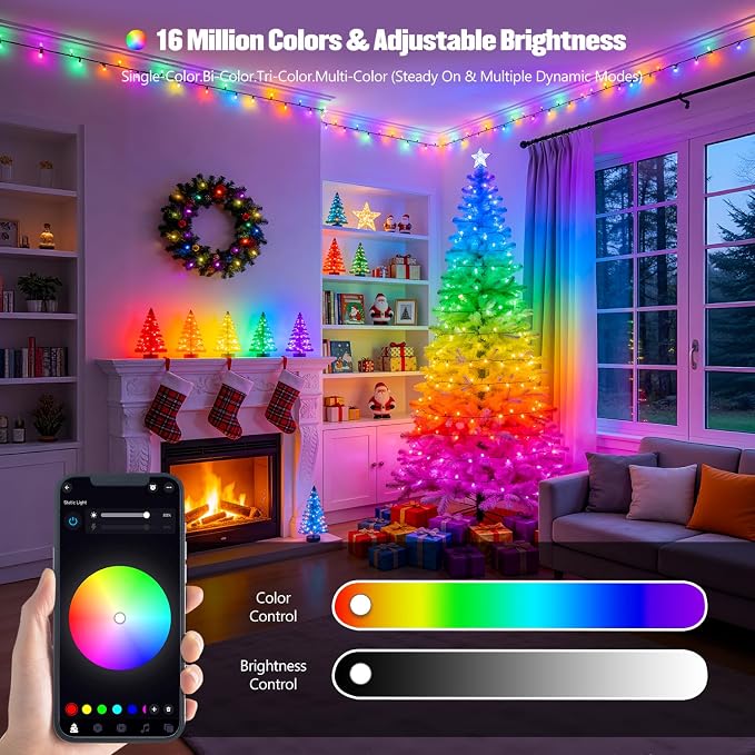 JMEXSUSS 250 LED Smart Color Changing Halloween Lights, RGB String Lights | Plug in, APP & Remote Control, 16 Million DIY Colors, Durable, Smart Christmas Lights for Tree Party Indoor Outdoor Decor