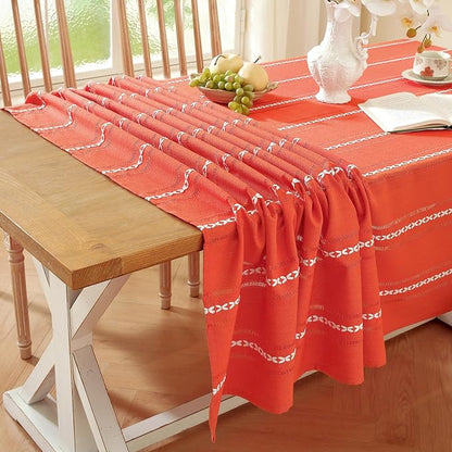 Chassic Farmhouse Style Linen tablecloths, Wrinkle Resistant Washable Dining Room Table Cloths for Small Rectangle Tables - 54 x 72 inches, Hemstitch Maple Orange