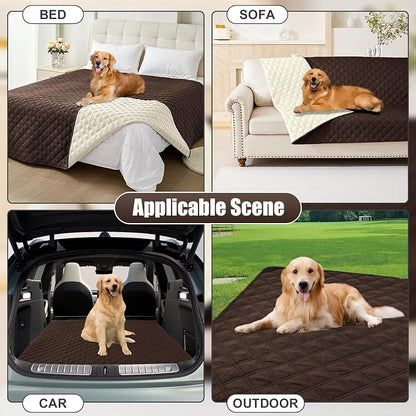 Smiry Waterproof Reversible Pet Couch Covers for Dogs | Pet Friendly, Soft Fabric, Washable Sofa Furniture Protector for Dogs Cat Kids, Checkered (30"x70", Chocolate/Beige)