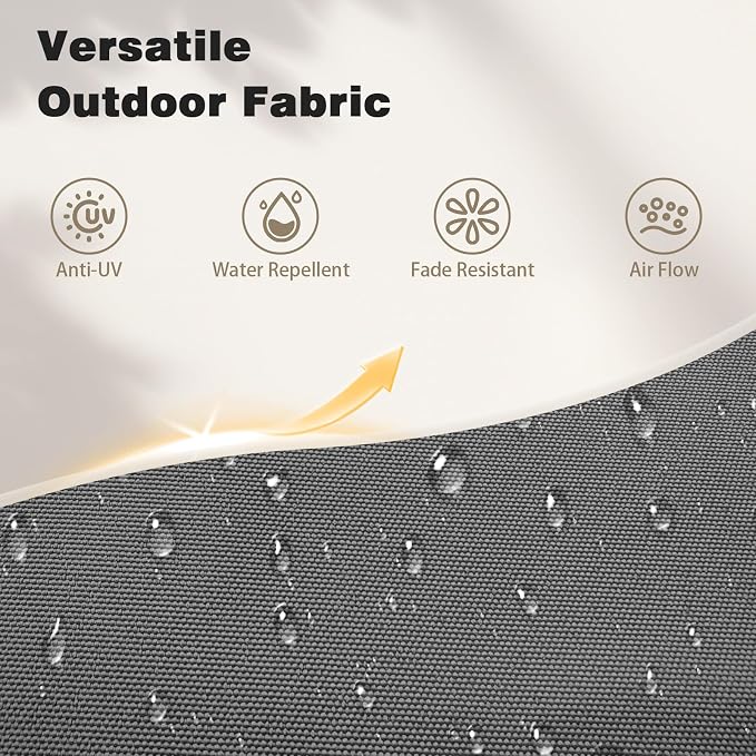 AreShark 15FT Large Rectangular Patio Umbrella with Solar Lights, Gray | Rectangle Lighted Outdoor Umbrella with Crank, Double-Sided Market Umbrella with Base for Porch, Lawn, Pool, Backyard