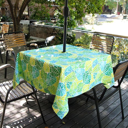 EHouseHome Outdoor and Indoor 60x60 inch Tablecloth with Umbrella Hole and Zipper, Waterproof Zippered Patio Cloths, Spring/Summer Table Covers for Backyard Circular Table/BBQs/Picnic