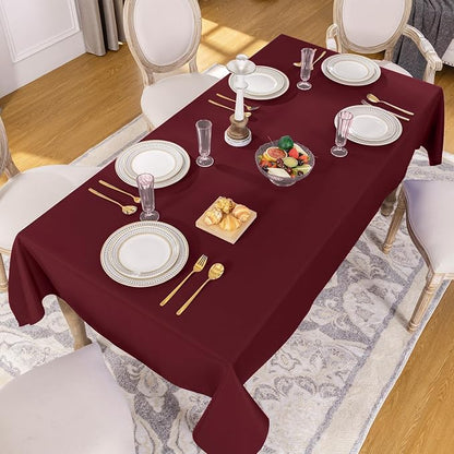 Softalker Square Tablecloth, Waterproof Table Cloths Wrinkle Free Fabric Washable Polyester Table Cover for Dining Tables Party Outdoor Camping Parties Buffet - 70 x 70 inch,Burgundy