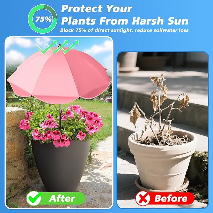 6 Pcs Plant Umbrellas for Outdoor Plants, 2/3/4/6 Pcs Available, Potted Garden Bedst Umbrella Shade with Adjustable Angle to ‌Defend Plants From Direct Sunlight