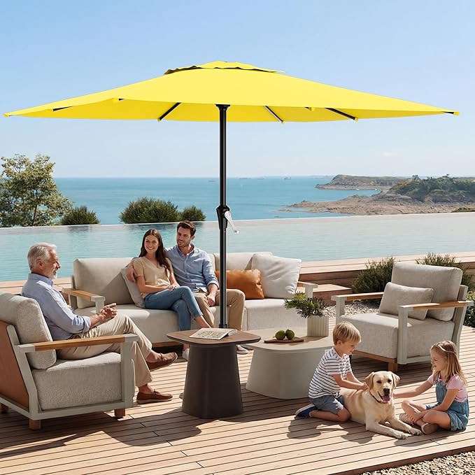 AreShark 8' x 10' Rectangle Patio Umbrellas for Outdoor, Outdoor Table Umbrella, Large Outdoor Patio Umbrellas with 8 Sturdy Ribs for Pool, Garden, Market (Yellow)