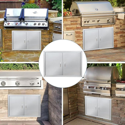 30.5x21 Stainless Steel Outdoor Kitchen Door – Flush Mount BBQ Access Door, Waterproof & Corrosion-Resistant, Easy Installation for BBQ Islands & Cabinets