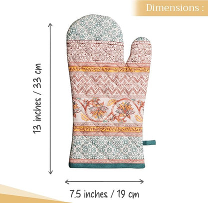 Maison d'Hermine Oven Gloves 100% Cotton Oven Mitt (7" x 13", Pack of 1) | With Loop Heat Resistant BBQ Cooking Gloves Baking Kitchen Handling Hot Pans Thanksgiving Christmas - Nila