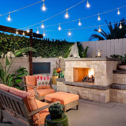 Mlambert 3 Color Outdoor LED Dimmable String Lights with Remotes, Plug in 96FT(2x48FT) Waterproof Shatterproof LED Lights for Patio Pergola-White Cord