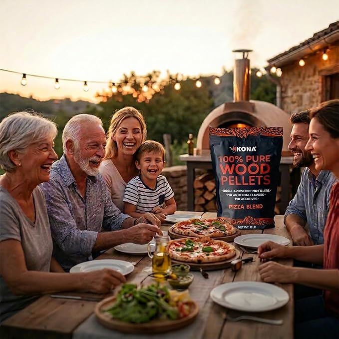 Kona Pizza Blend Wood Smoker Pellets, Intended for Ninja Woodfire Pizza Ovens, 100% Natural Hardwood - Rich Smoky Flavor - Ideal for Pizza Ovens, Smokers, and Smoker Tubes - 8 Pounds