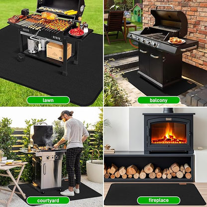 MODIGT Large 76"×52" Under Grill Mat for Outdoor Grill,Double-Side Fireproof & Heat-Resistant Outdoor Grill Mat,Protective Mat for Patio,Courtyard,Tabletop
