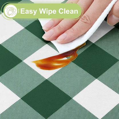 Smiry Picnic Table Cloth, Vinyl Tablecloths with Flannel Backing, 60"x84" | Waterproof Rectangle Table Cloth, Wipeable Buffalo Plaid Table Cover for Indoor and Outdoor (Emerald Green & White)