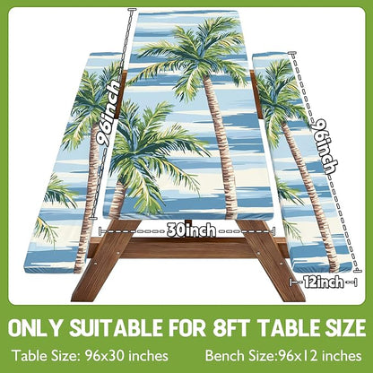 Picnic Table Cover with Bench Covers Waterproof Elastic Rectangle Reusable Folding Tablecloth Manteles Mantelería Camping Essentials Rv Car Travel Supplies Table Cloth Outdoor Road Trip Camper Gifts