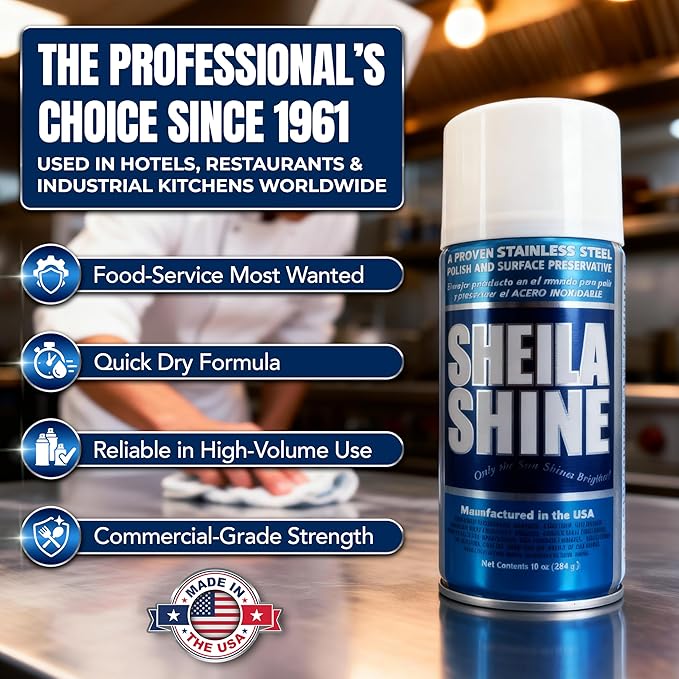 Sheila Shine 2 x 10oz Stainless Steel Cleaner and Polish - Removes Grease, Fingerprint & Watermark - Kitchen Appliances, Refrigerators, Sinks, Ovens & Grills - Stainless Steel Appliance Cleaner Spray