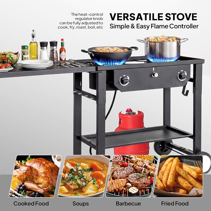 ROVSUN 2/3 Burner Outdoor Propane Gas Stove High Pressure Stand Cooker for Backyard Cooking Camping Home Brewing Canning Turkey Frying