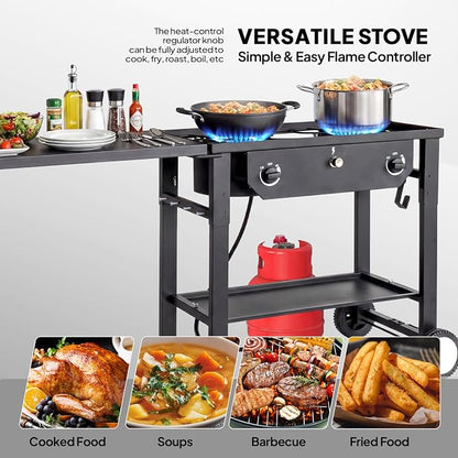 ROVSUN 2/3 Burner Outdoor Propane Gas Stove High Pressure Stand Cooker for Backyard Cooking Camping Home Brewing Canning Turkey Frying