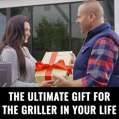 Grillaholics Premium BBQ Grill Tools – The Ultimate Grilling Gift for Dad - Luxury 4-Piece Barbecue Utensils Grill Set with Wooden Gift Box