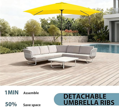 6.5x10FT Rectangular Patio Umbrella with Push Button Tilt & Crank Lift for Garden,UV Protection Outdoor Umbrella for Deck,Pool and Yard,Yellow