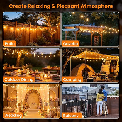 Kawaya Upgarded 100FT Outdoor String Lights with 50+2 G50 Globe Blubs, IP65 LED Patio Lights Outdoor Waterproof, Shatterproof Hanging Lights Outside for Porch Bistro Backyard Gazebo Balcony Cafe