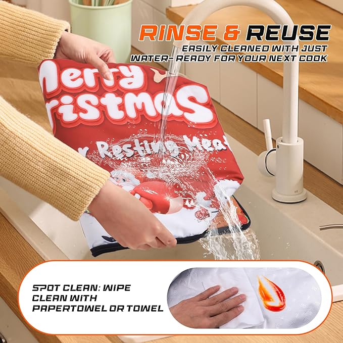 Reusable BBQ Blanket for Resting Meat - 5-Layer Insulated, Washable Oxford Cloth, Fold Top Closure, 25in Gift Box