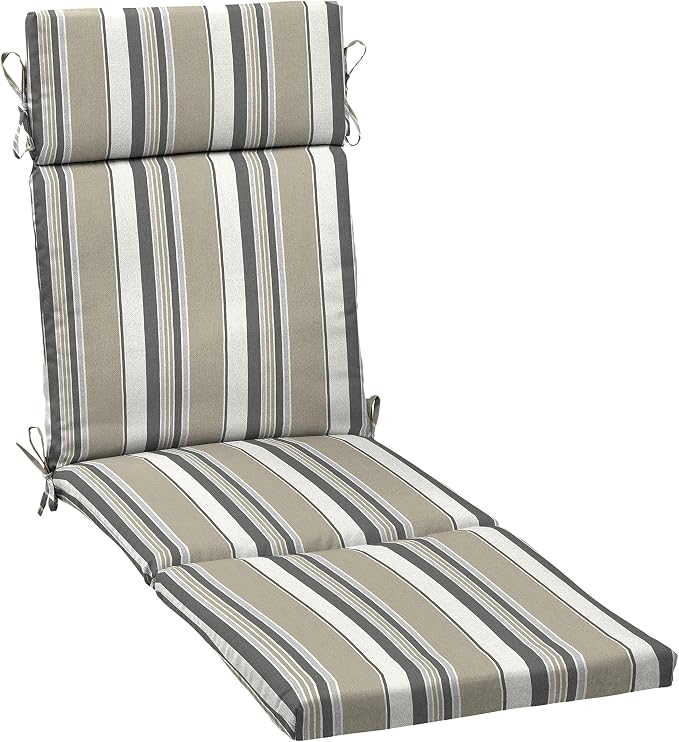 Arden earthFIBER Outdoor Chaise Cushion, 21 x 72, Rain-Proof, Fade Resistant, Cushion for Chaise Lounger Taupe Grey Boardwalk Stripe | Lounge Cushion, Rain-Proof, Fade Resistant, Cushion for Chaise Lounger, Mold and Mildew Resistant
