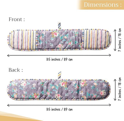 Maison d' Hermine Sweet Rose Lavender 100% Cotton Double Oven Glove with Loop Heat Resistant BBQ Cooking Baking Grilling Microwave Barbecue Spring/Summer (7.5 Inch by 35 Inch)