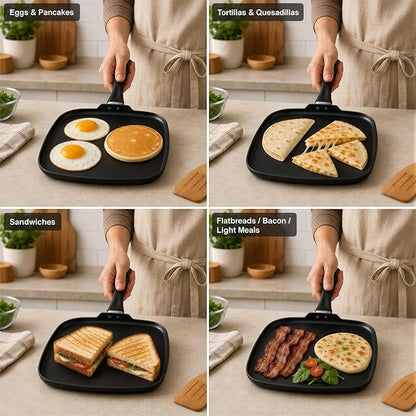 10 Inch Square Griddle Pan, Nonstick Grill Pan for Cooking Eggs, Omelettes, and More, Griddle Cookware, PFOA Free