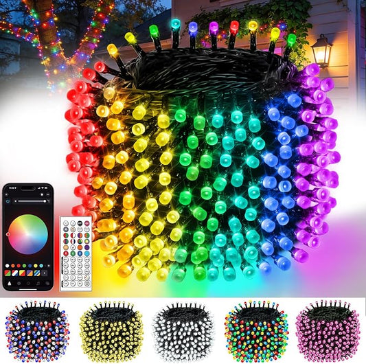 OZS 300LED Smart Color Changing Fall String Lights | 107FT App Controlled Orange Lights, Waterproof RGB LED String Lights with Remote & Timer, Music Sync Multiple Modes Indoor Outdoor for Fall Decor