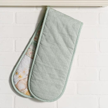Maison d' Hermine Double Oven Mitts 100% Cotton 7"x35" Double Oven Mitt Heat Resistant BBQ Cooking Gloves with Loop Baking Grilling Kitchen Hotel Home Farmhouse Spring Summer (Easter Dew)