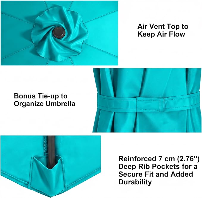 11FT Cantilever Patio Umbrella Replacement Canopy, 8 Ribs 64"-66", Upgraded 600D 220GSM Heavy-Duty Fabric, Waterproof & UV Resistant (Canopy Only)